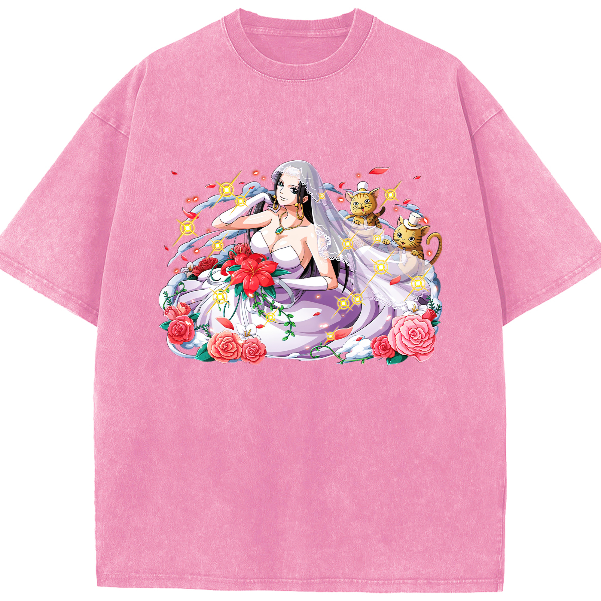 ワンピース ボア・ハンコック ONE PIECE Boa·Hancock 綿100% ヴィンテージ風 半袖Tシャツ（フロントプリント）